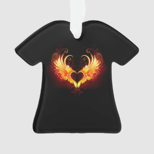Angel Fire Heart with Wings Ornament