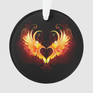 Angel Fire Heart with Wings Ornament