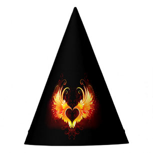Angel Fire Heart with Wings Party Hat
