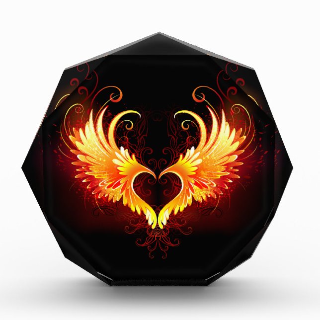 Angel Fire Heart with Wings Photo Block (Front)