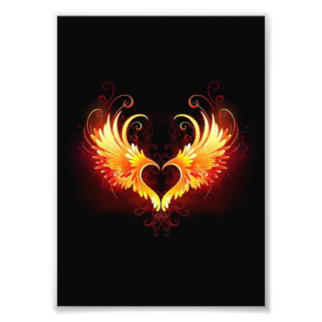 Angel Fire Heart with Wings Photo Print (Front)