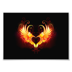 Angel Fire Heart with Wings Photo Print