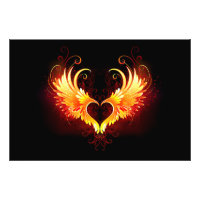 Angel Fire Heart with Wings