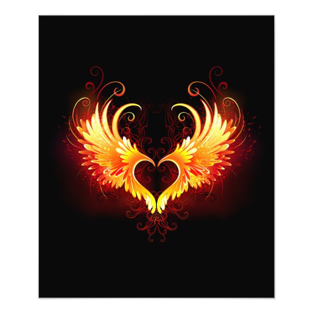 Angel Fire Heart with Wings Photo Print (Front)