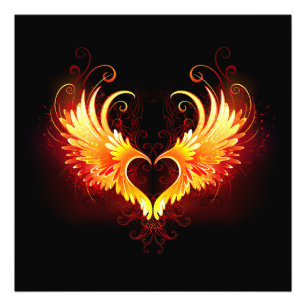 Angel Fire Heart with Wings Photo Print
