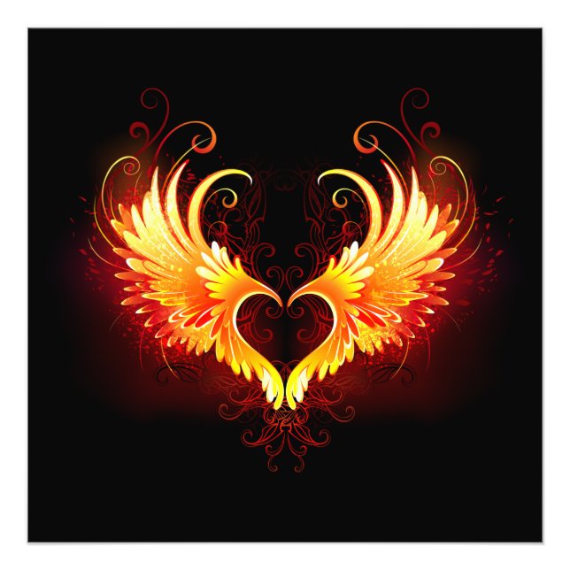 Angel Fire Heart with Wings Photo Print (Front)