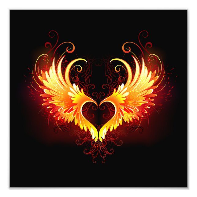 Angel Fire Heart with Wings Photo Print (Front)
