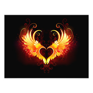 Angel Fire Heart with Wings Photo Print