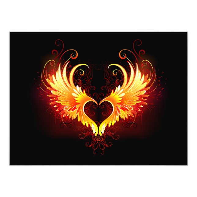 Angel Fire Heart with Wings Photo Print (Front)
