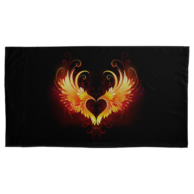 Angel Fire Heart with Wings Pillowcase (Front-Left)