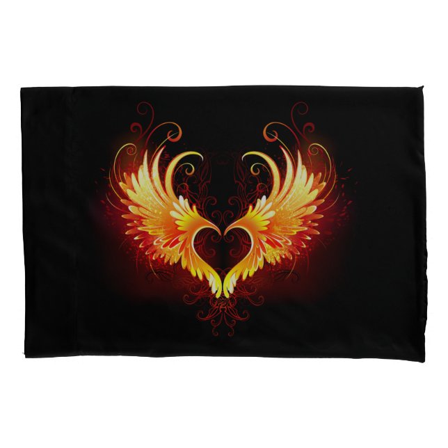 Angel Fire Heart with Wings Pillowcase (Front)