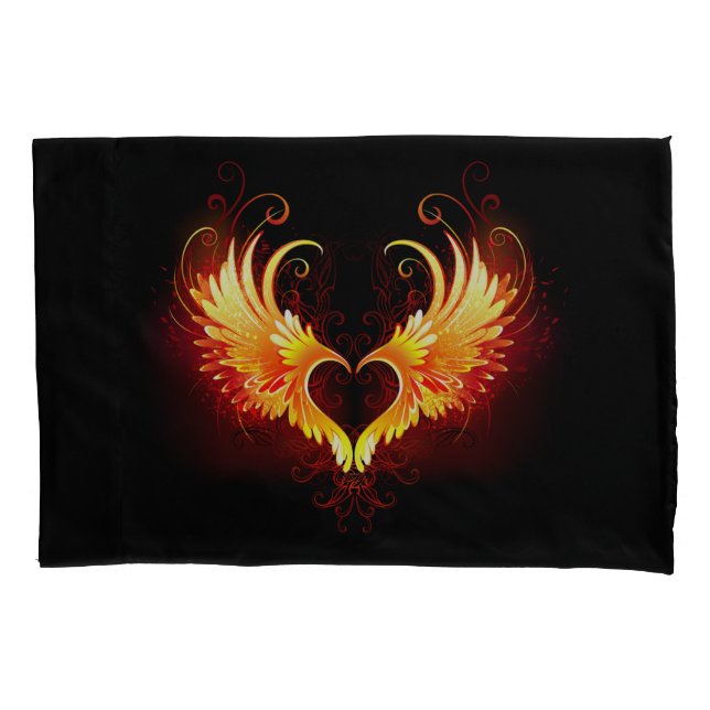 Angel Fire Heart with Wings Pillowcase (Front-Left)