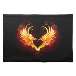 Angel Fire Heart with Wings Placemat