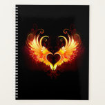 Angel Fire Heart with Wings Planner<br><div class="desc">Angel fire heart with flaming wings on black background.</div>