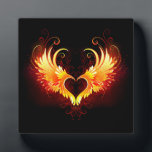 Angel Fire Heart with Wings Plaque<br><div class="desc">Angel fire heart with flaming wings on black background.</div>