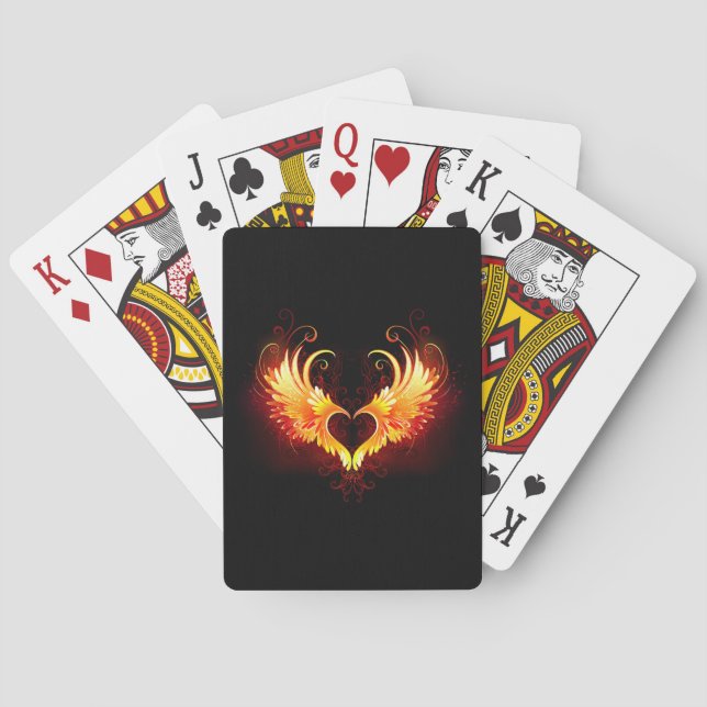 Angel Fire Heart with Wings Playing Cards (Back)