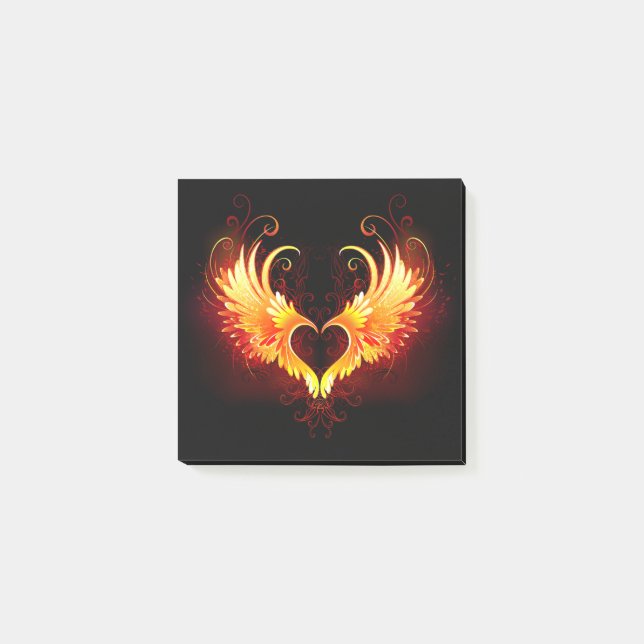 Angel Fire Heart with Wings Post-it Notes (Front)