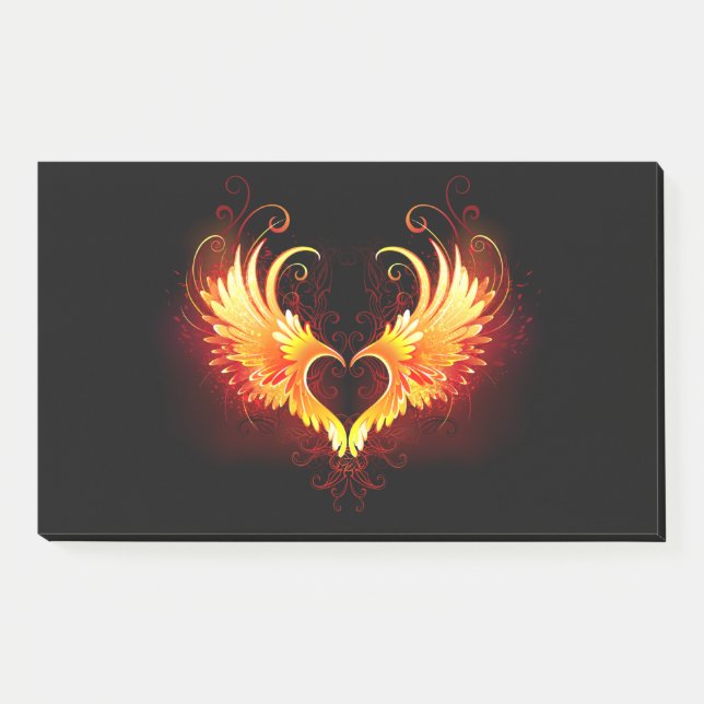 Angel Fire Heart with Wings Post-it Notes (Front)