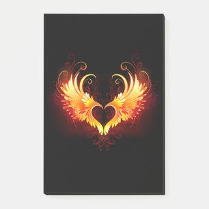 Angel Fire Heart with Wings Post-it Notes