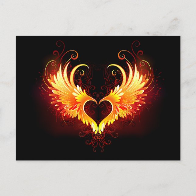 Angel Fire Heart with Wings Postcard (Front)