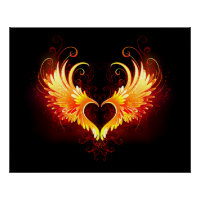 Angel Fire Heart with Wings