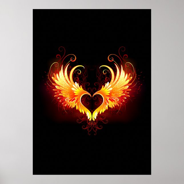 Angel Fire Heart with Wings Poster (Front)