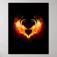 Angel Fire Heart with Wings