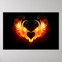 Angel Fire Heart with Wings