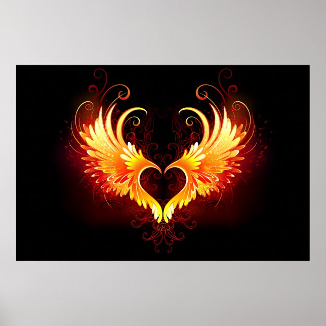 Angel Fire Heart with Wings Poster (Front)