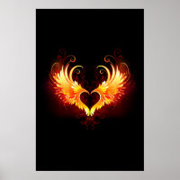Angel Fire Heart with Wings