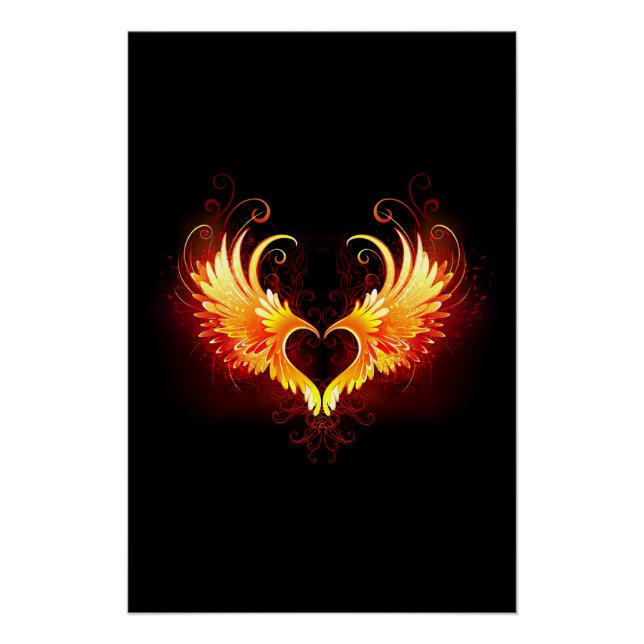 Angel Fire Heart with Wings Poster (Front)