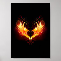 Angel Fire Heart with Wings