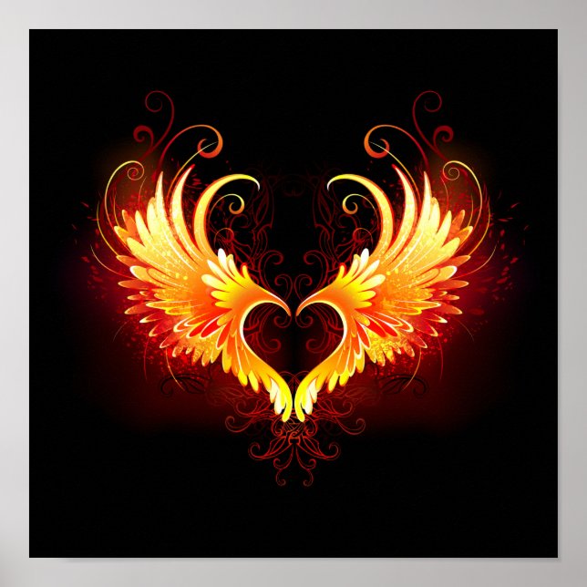 Angel Fire Heart with Wings Poster (Front)