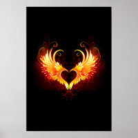Angel Fire Heart with Wings