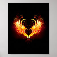 Angel Fire Heart with Wings