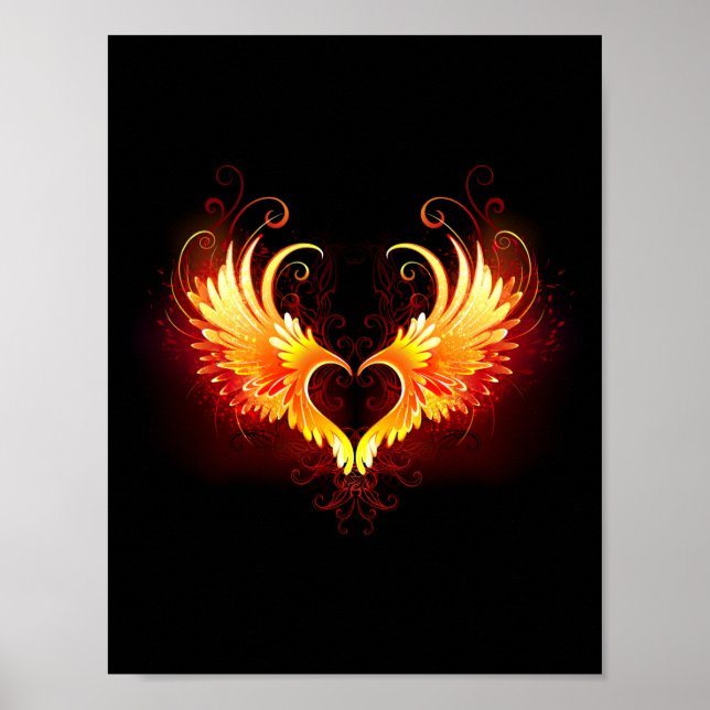 Angel Fire Heart with Wings Poster (Front)
