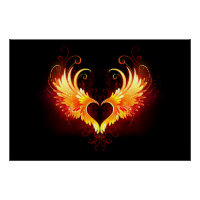 Angel Fire Heart with Wings