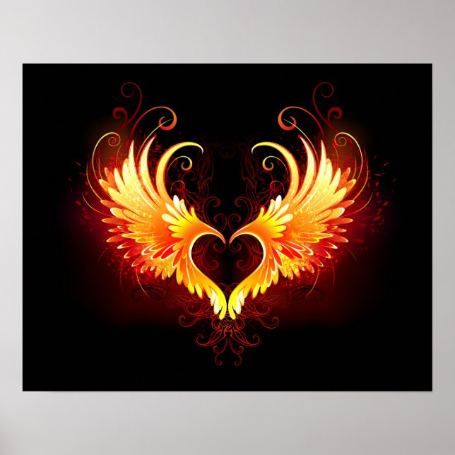 Angel Fire Heart with Wings Poster (Front)