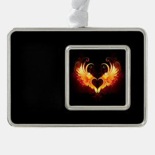 Angel Fire Heart with Wings Silver Plated Framed Ornament