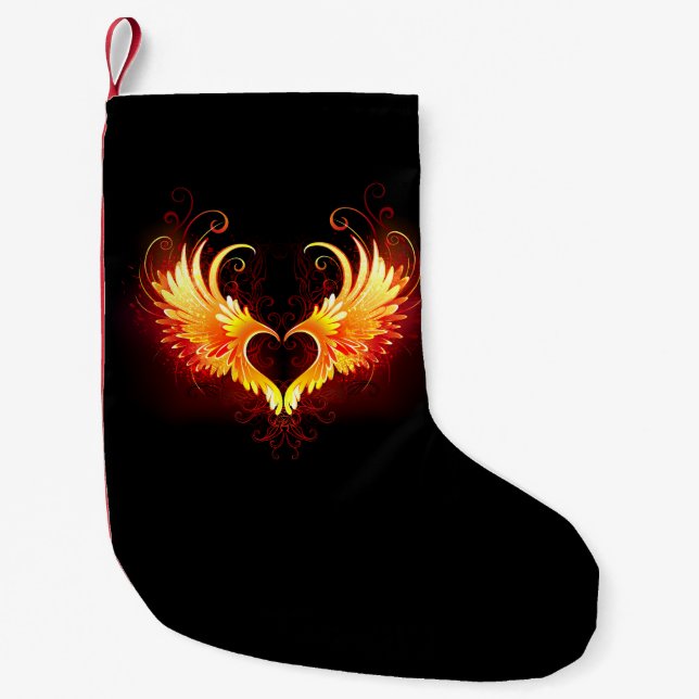 Angel Fire Heart with Wings Small Christmas Stocking (Front)
