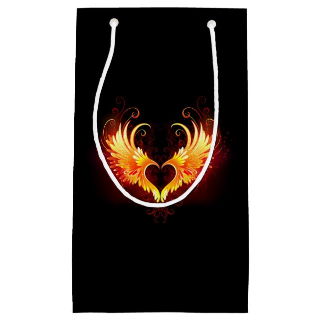 Angel Fire Heart with Wings Small Gift Bag (Front)