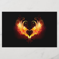 Angel Fire Heart with Wings