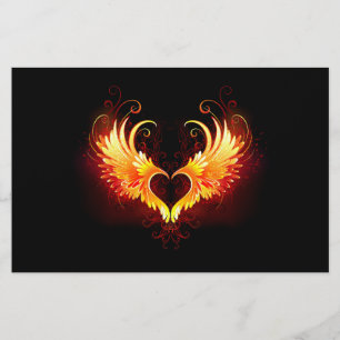 Angel Fire Heart with Wings Stationery