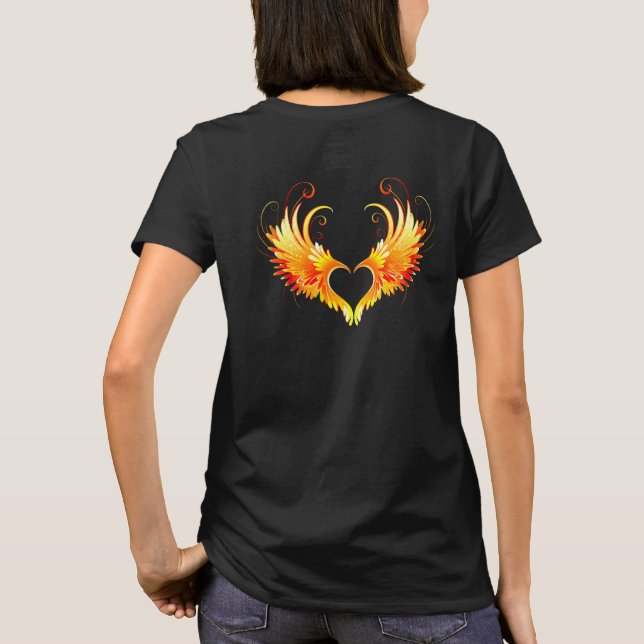 Angel Fire Heart with Wings T-Shirt (Back)