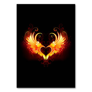 Angel Fire Heart with Wings Table Number