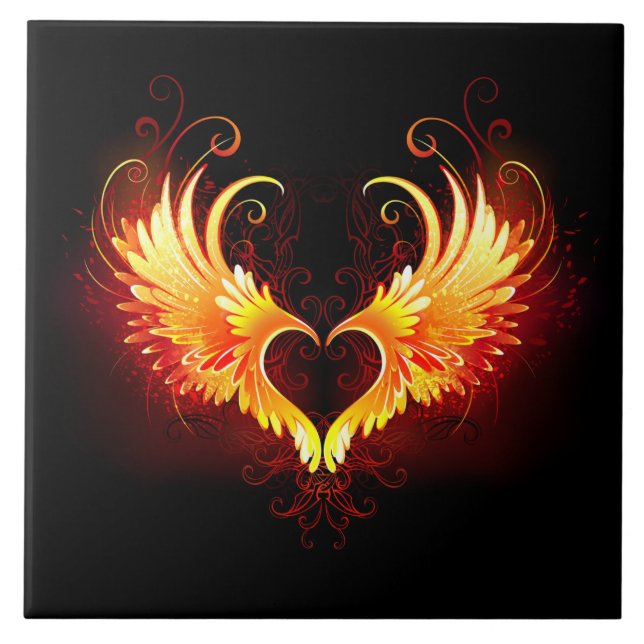Angel Fire Heart with Wings Tile (Front)