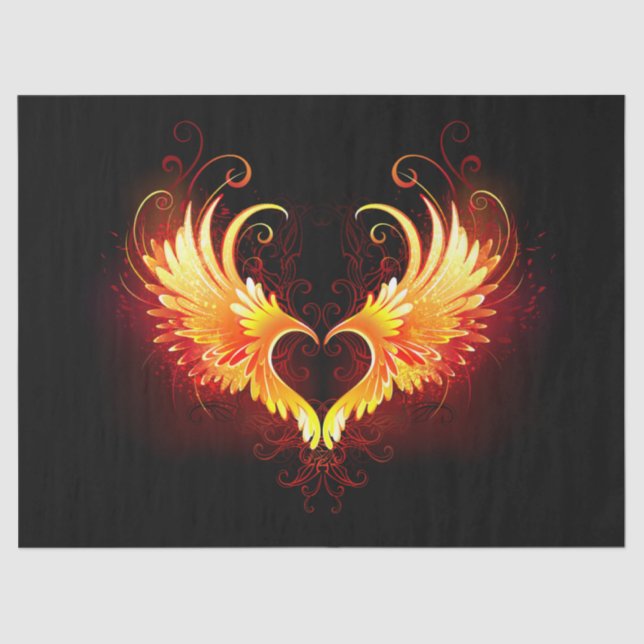 Angel Fire Heart with Wings Tissue Paper (Front)