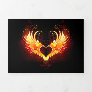 Angel Fire Heart with Wings Tri-Fold Holiday Card