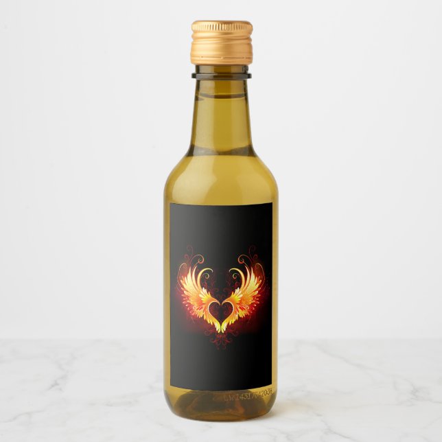 Angel Fire Heart with Wings Wine Label (Front)