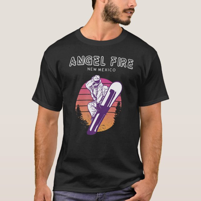 Angel Fire New Mexico  Retro Snowboarder T-Shirt (Front)
